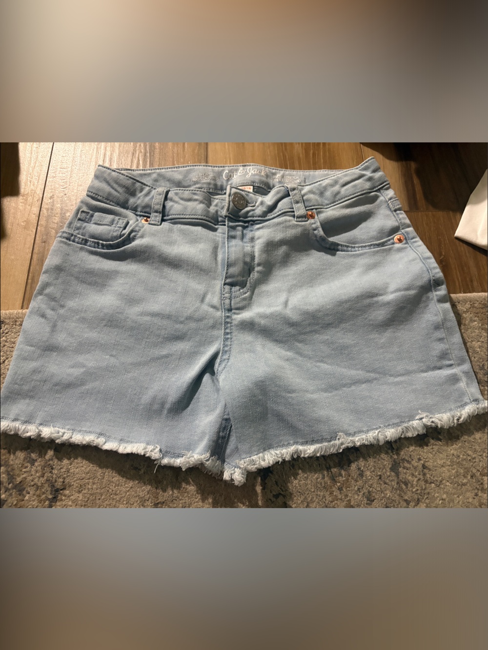 Cat & Jack Light Blue Denim Frayed-Hem Girls' Shorts